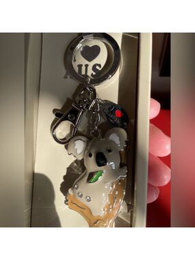 Adorable Koala Keychain with Cream and Silver Details